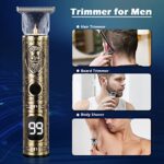 Fannas Hair Clippers for Men, Professional Hair Trimmer Barber Cordless Zero Gapped Hair Clippers with LCD Display, Mens Gifts Beard Trimmer T Liners Shavers Edgers Clipper for Hair Cutting – Gold