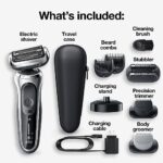 Braun Series 7 7032cs Flex Electric Razor for Men, Wet & Dry, Electric Razor, Rechargeable, Cordless Foil Shaver with Beard Trimmer and Charging Stand, Silver