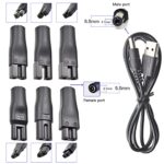 7 PCS Power Cord 5V Replacement Charger USB adapter Suitable for Electric Hair Clippers, Beard trimmers, Shavers, Beauty Instruments, Desk Lamps, Purifiers.