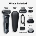 Braun Series 6 6046cs Electric Razor for Men, Wet & Dry, Electric Razor, Rechargeable, Cordless Foil Shaver with Charging Stand, Travel Case and Precision Trimmer, Black