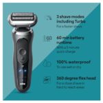 Braun Electric Shaver for Men, Series 7 7185cc, Wet & Dry Shave, Turbo & Gentle Shaving Modes, Waterproof Foil Shaver, Space Grey