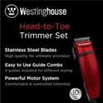 Westinghouse Hair Clippers for Men Premium Trimmer for Men Corded Clippers for Men 10 pcs Hair and Beard Grooming Kit with Comb Scissors and 4 Clipping Guides