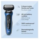 Braun Electric Shaver for Men, Series 6 6172cc, Wet & Dry Shave, Turbo & Gentle Shaving Modes, Foil Shaver, Blue