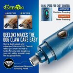 DEELOKI Dog Nail Grinder with LED Light Upgraded 2 Speeds Painless Pet Dog Nail Trimmers and Clipper Super Quiet Best Cat Dog Nail Clipper Kit for Large Small Dogs Pets Cats Breed Paws Quick Grooming