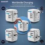 SHARP Universal Travel Adapter International Wall Charger Worldwide AC Plug Adaptor with 3 USB-A and 1 USB Type-C for USA EU UK AUS (White)
