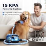 Grandtail Pet Grooming Vacuum & Dog Hair Vacuum,15kpa Dog Vacuum for Shedding Grooming with 8 Suction Mode and Large Dust Cup, Quiet 6 in 1 Dog Grooming kit for Shedding Pet Hair