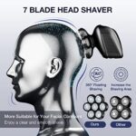 Head Shaver 7D, Wyklaus Upgrade Head Shavers for Bald Men, Head Electric Razor with Nose Hair Trimmer, Waterproof Wet/Dry Mens Grooming Kit, Anti-Pinch, LED Display, USB Rechargeable?Black?