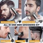 YIRISO Beard Trimmer for Men, Waterproof Mens Grooming Kit for Mustache, Face, Nose, Body and Groin, Electric Razor Shaver, Cordless Rechargeable Hair Trimmer Clipper, Gifts for Men