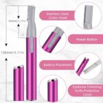 2 Pcs Electric Eyebrow Trimmer Women Precision Face Razors Mini Shaver Battery Operated Small Facial Hair Remover with Comb Personal Epilator for Face Neck Fuzz Lips Body Arms Leg (Sky Blue, Purple)