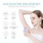 VOGOE Epilator for Women-Cordless Epilators Hair Removal for Women, 4-in-1 Electric Razor Hair Remover, 2 Speeds & 21 Tweezers for Face Legs Arms Armpit Bikini, Purple HR310