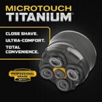Microtouch Titanium Electric Head Shaver – Rechargeable Head and Face Shaver for Men, Cordless Razor, Hypoallergenic Wet/Dry Shaving, Precision Head Trimmer, Lithium Power, Battery Powered