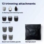 Norelco Philips Multi Groomer All-in-One Trimmer Series 3000-13 Piece Mens Grooming Kit for Beard, Face, Nose, Ear Hair Trimmer and Hair Clipper – NO Blade Oil Needed, MG3740/40