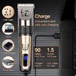 AJELU Dog Clippers, Cordless Low Noise Rechargeable Electric Dog Grooming Clipper Kit, Adjustable Clipper Comb & Detachable Blades Dog Trimmer, Suitable for Dogs, Cats, Pets