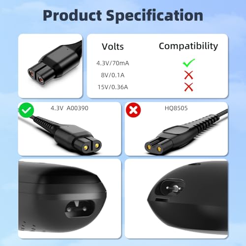 4.3V AC Charger Fit For Philips A00390 Charger For MG3720 MG3730 QP2520 QP2620 BT3206 MG5730 MG3722 MG3758 MG5720 MG3710 BT3208 Shaver Power Supply Adapter Cord