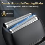 Brightup Foil Shaver, Mens Electric Razor, Electric Shavers for Men with Trimmer, USB-C Rechargeable Cordless Waterproof Double Floating Blades for Close Face Shaving, 2 Adjustable Speed, LED Display