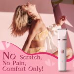 Bikini Trimmer for Women – Painless Electric Razors for Silk Skin,Cordless Body Shaver for Trip,Replaceable Lady Facial Razor, IPX7 Waterproof&Easy Cleaning, Ceramic Blade, USB Charge Dock Pink