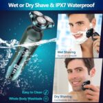 Electric Razor for Men, Electric Shavers for Men Face, Rechargeable 3D Rotary for Shaving with Nose Trimmer Face Cleaning Brush Head Shavers, Wet/Dry/Waterproof Mens Razor Gifts for Men Green