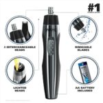 Wahl Lighted Battery Nose Hair Trimmer for Men & Women. Painless, Easy to See Nose, Ear, and Eyebrow Trimming with Built in Light, Battery Included. – Model 3023283