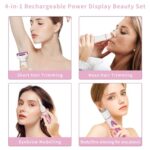 Beanify Electric Razor for Women Men,4 in 1 Painless Ladies Wet & Dry Body Razors and Facial Hair Remover,Rechargeable Led Display Hair Removal Kit for Nose Face Body Leg Bikini Arm Hair (Purple)