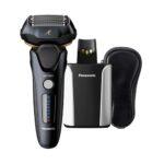 Panasonic ARC5 Luxury 5-Blade Mne’s Electric Shaver (ES-LV97-K) Bundle Including: Clean and Charge Station, Panasonic ER389K Rechargeable Beard and Mustache Trimmer, Fiber Cloth, Case for Shaver, More