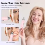 Ear and Nose Hair Trimmer Professional Painless Eyebrow Trimmer Powerful Motor and Dual-Edge Blades for Smoother Cutting (Pink)