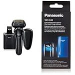 Panasonic Electric Razor for Men + Cleaning Solution, ES-LS9A-K + WES4L03 Bundle, ARC6 Six-Blade Electric Shaver with Premium Automatic Cleaning and Charging Station Plus Cleaning Solution Refill