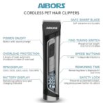 AIBORS Dog Clippers for Grooming – 5 Speeds Quiet Dog Trimmer Grooming Kit for Thick Heavy Coats Dog Hair Clippers for Pets Cordless Rechargeable Dog Shaver for Small and Large Dogs Cats Animals