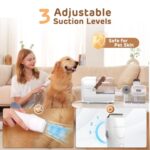 HEAPETS Dog Grooming Vacuum Kit – 3L Vacuum with 7 Tools, Low Noise Electric Clipper and Brush for Pet Shedding at Home, White