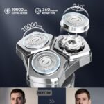 Electric Razor for Men?10,000RPM High-Speed Motor, IPX8 Waterproof, USB Fast Charging, 5-Min Quick Charge & Travel Lock,Black&Gray