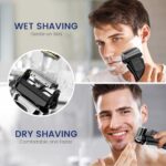 PRITECH Foil Shaver for Men, Electric Razor with Tight Foil Technology, Skin-Friendly Design, Easy Blade Replacement, Cordless Rechargeable with Pop-Up Trimmer, LED Display,Waterproof