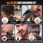 Ynasen Beard Trimmer for Men Hair Clippers – 6 in 1 Professional Grooming Kit Cordless Hair Clipper Trimmers Set Waterproof,Electric Shaver Razor for Face Nose Body Mustache