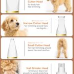 unibono Dog Grooming Kit with Paw Trimmer, All-in-One Low Noise Electric Rechargeable Small Quiet Pet Clippers Foot Dog Hair Shaver with Stainless Steel Scissors and Comb for Dogs at Home