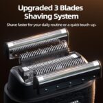 Electric Foil Shavers for Men, 3 Floating Blades for Close & Clean Shaving, Mini Electric Razor with Precision-Compact Body, Waterproof, 90 Min Runtime, Travel Lock (SilverBlack)