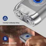 Electric Shaver for Men, Portable Travel Shaver for Face & Beard, IPX7 Waterproof Rechargeable Razor with Detachable Head, Cordless Wet/Dry Shaving, Easy Cleaning, Includes Storage Case (Silver)