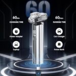 GLLAVA Electric Razor for Men?10,000RPM High-Speed Motor, IPX8 Waterproof, USB Fast Charging, 5-Min Quick Charge & Travel Lock,Metallic Silver