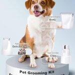 lexflext 3 in 1 Small Dog Grooming Kit, 2 Speed Rechargeable Dog Hair Clippers with Guards, Low Noise Electric Dog Paw Trimmer & Nail Grinder, Cordless Pet Shaver for Cats and Small Dogs(White)