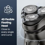 Electric Razor for Men Cordless: Wet/Dry Rotary Shaver Waterproof – USB Fast Charging & Sensitive Skin Care – Pop up Trimmer & Precision Blades Black