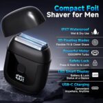 Electric Foil Shavers for Men: Mini Electric Razor with 3 Floating Blades, IPX7 Waterproof Foil Shaver, USB-C Rechargeable Shavers for Men with Travel Lock, Compact Grooming Gift for Home & Travel