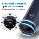 Casfuy 6-Speed Dog Nail Grinder – Newest Enhanced Pet Nail Grinder Super Quiet Rechargeable Electric Dog Nail Trimmer Painless Paws Grooming & Smoothing Tool for Large Medium Small Dogs (Blue)