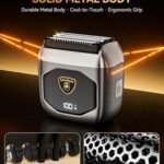 EchoByte Full Metal Electric Foil Shaver for Men: 4 Floating Blades, IPX7 Waterproof Wet & Dry Mini Razor, 120-Min Runtime USB-C Rechargeable, Quiet Travel Groomer with LED Display & Travel Lock